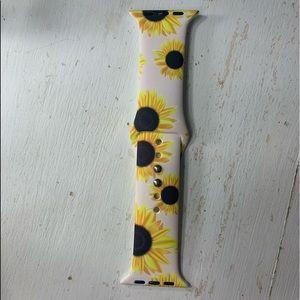 white apple watch band with sunflowers